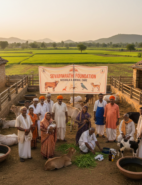 Care for animals at Sevabharathi Goshala